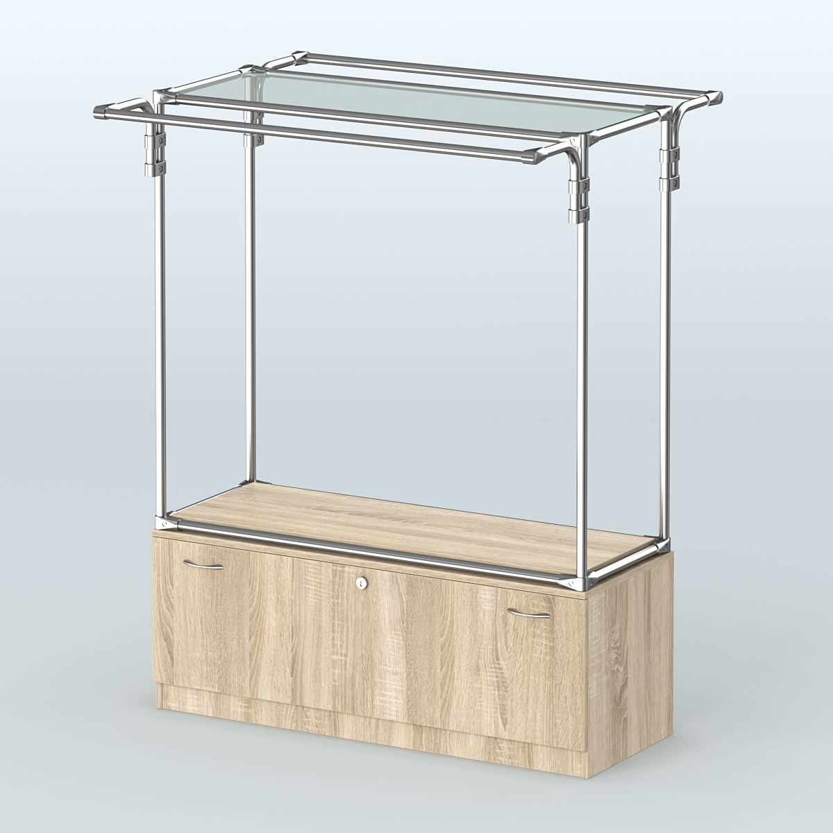 Островная торговая система ХРОМ 1200 мм с тумбами №3 Дуб Сонома