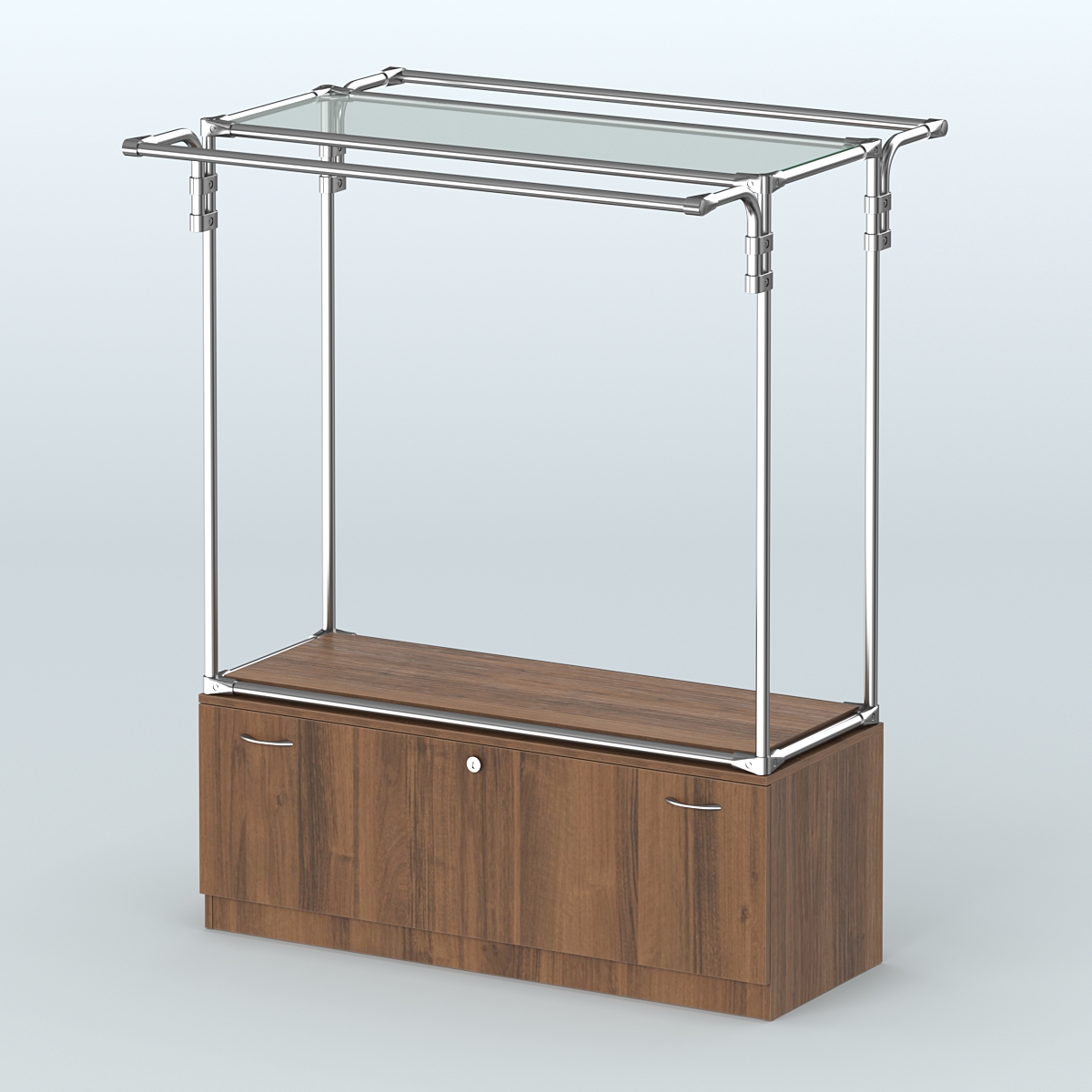 Островная торговая система ХРОМ 1200 мм с тумбами №3 Орех