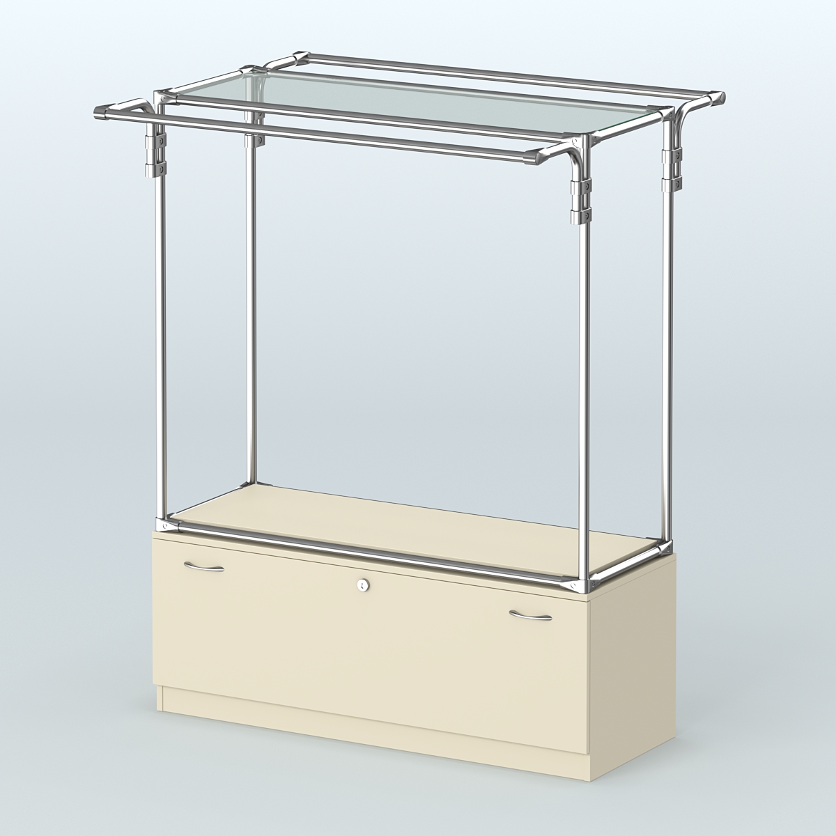 Островная торговая система ХРОМ 1200 мм с тумбами №3 Крем Вайс