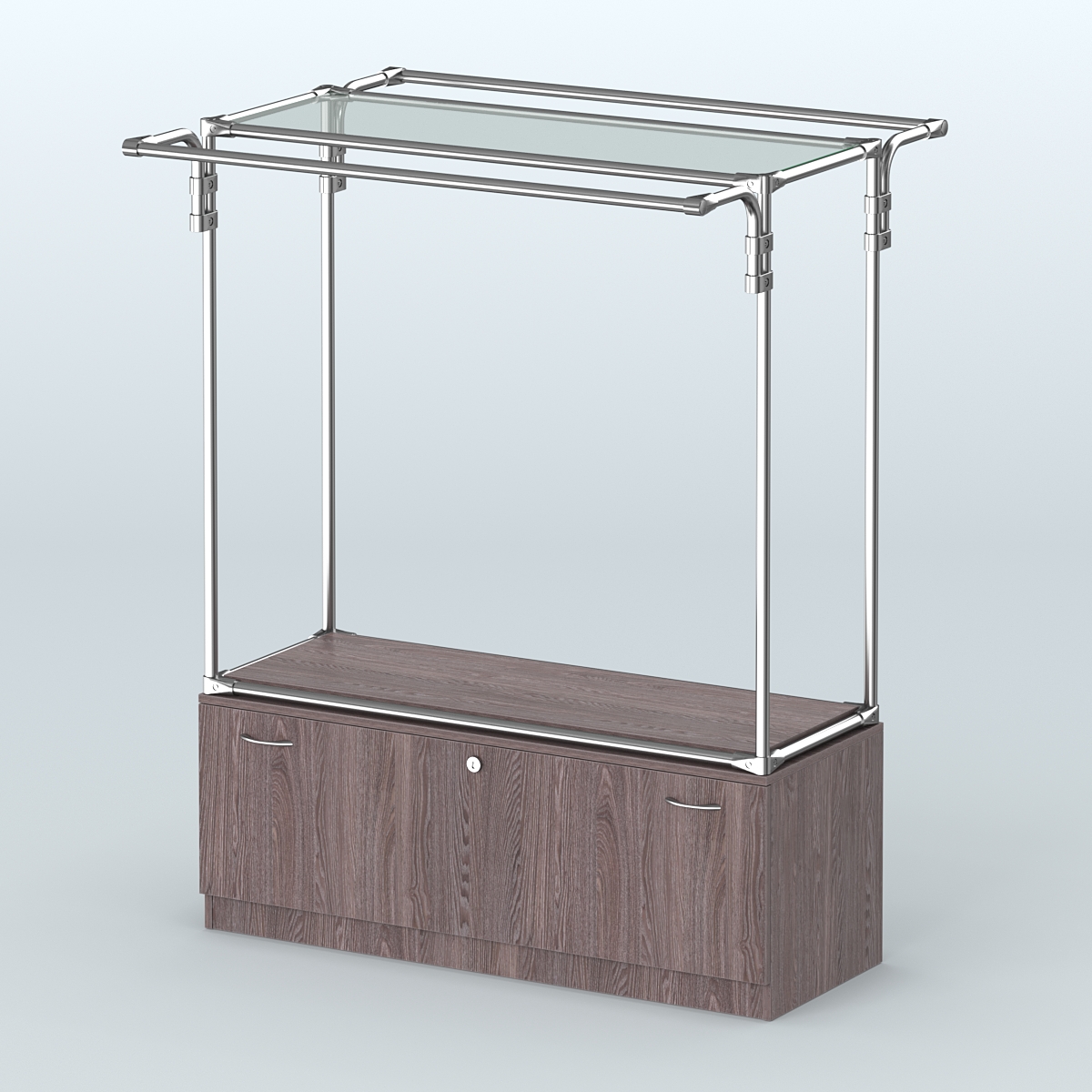Островная торговая система ХРОМ 1200 мм с тумбами №3 Ясень Анкор темный