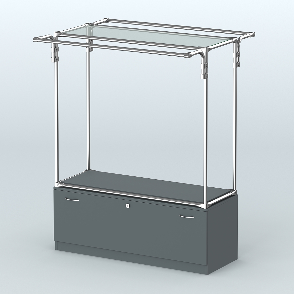 Островная торговая система ХРОМ 1200 мм с тумбами №3 Темно-Серый