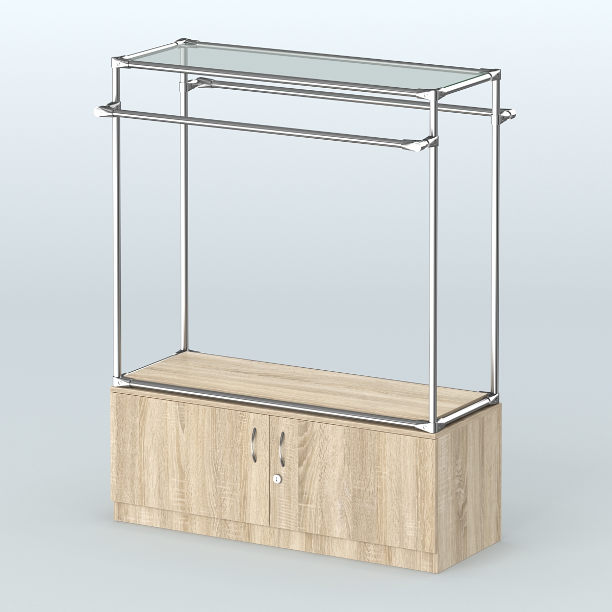 Островная торговая система ХРОМ 1200 мм с тумбами №4 Дуб Сонома