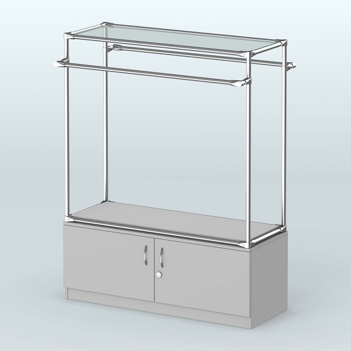 Островная торговая система ХРОМ 1200 мм с тумбами №4 Серый