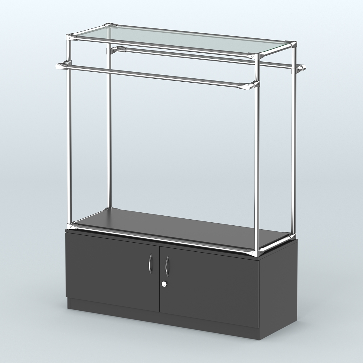 Островная торговая система ХРОМ 1200 мм с тумбами №4 Черный