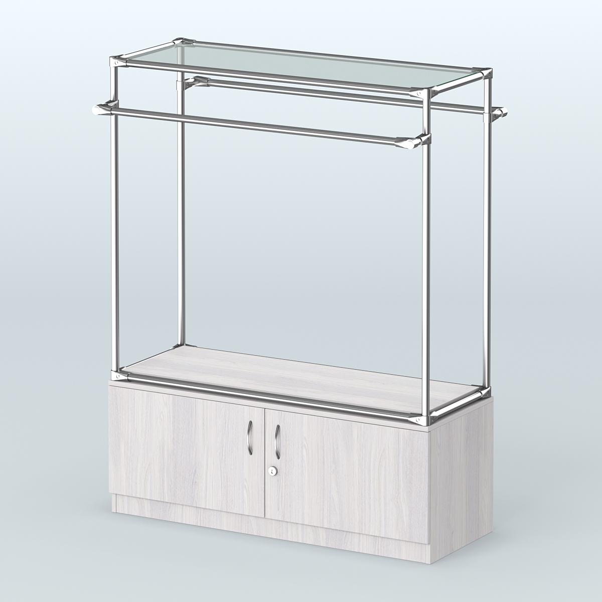 Островная торговая система ХРОМ 1200 мм с тумбами №4 Ясень Анкор светлый