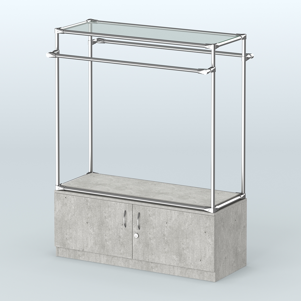 Островная торговая система ХРОМ 1200 мм с тумбами №4 Метрополитан Грей