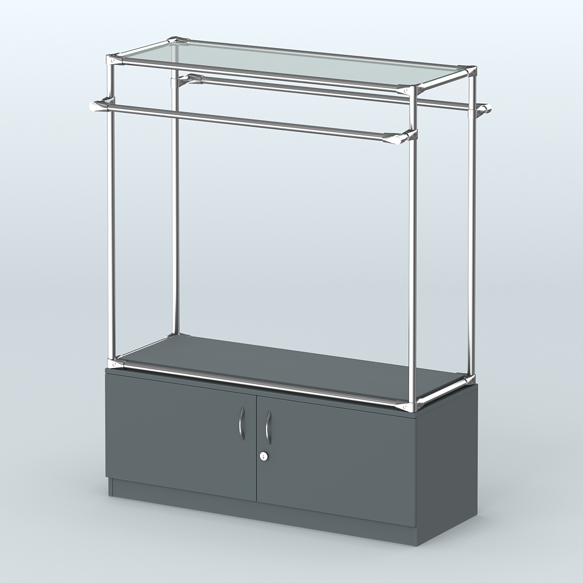 Островная торговая система ХРОМ 1200 мм с тумбами №4 Темно-Серый