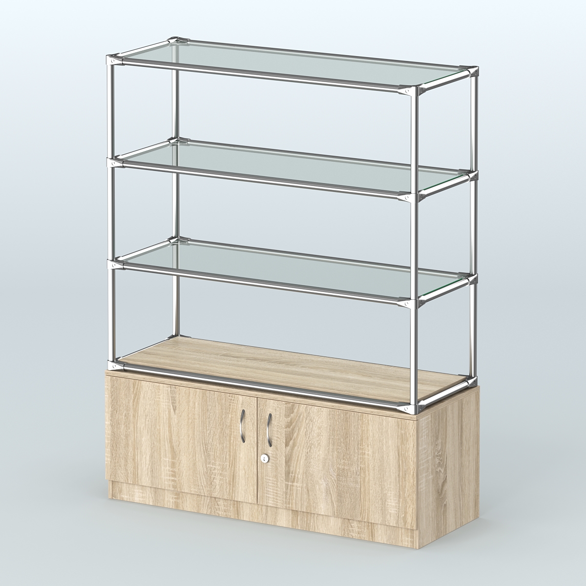 Островная торговая система ХРОМ 1200 мм с тумбами №5 Дуб Сонома