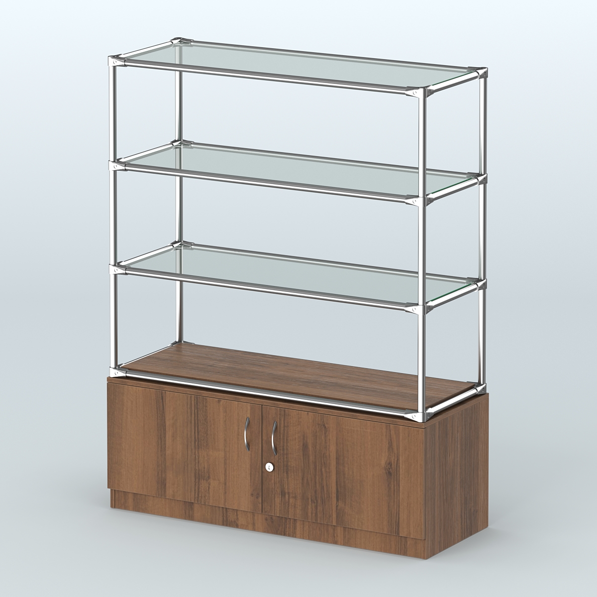 Островная торговая система ХРОМ 1200 мм с тумбами №5 Орех