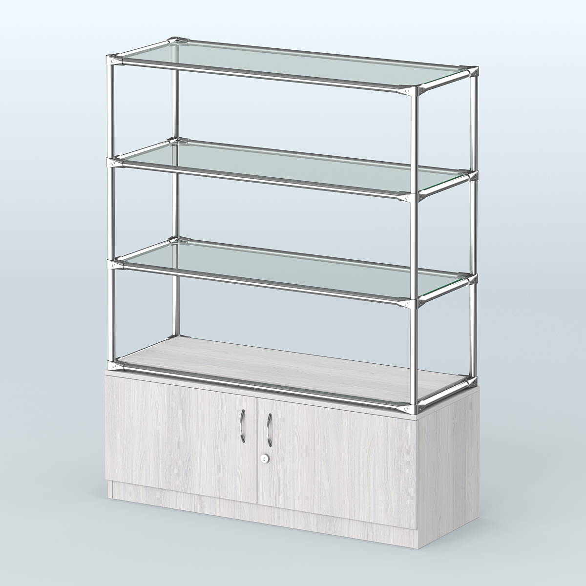 Островная торговая система ХРОМ 1200 мм с тумбами №5 Ясень Анкор светлый