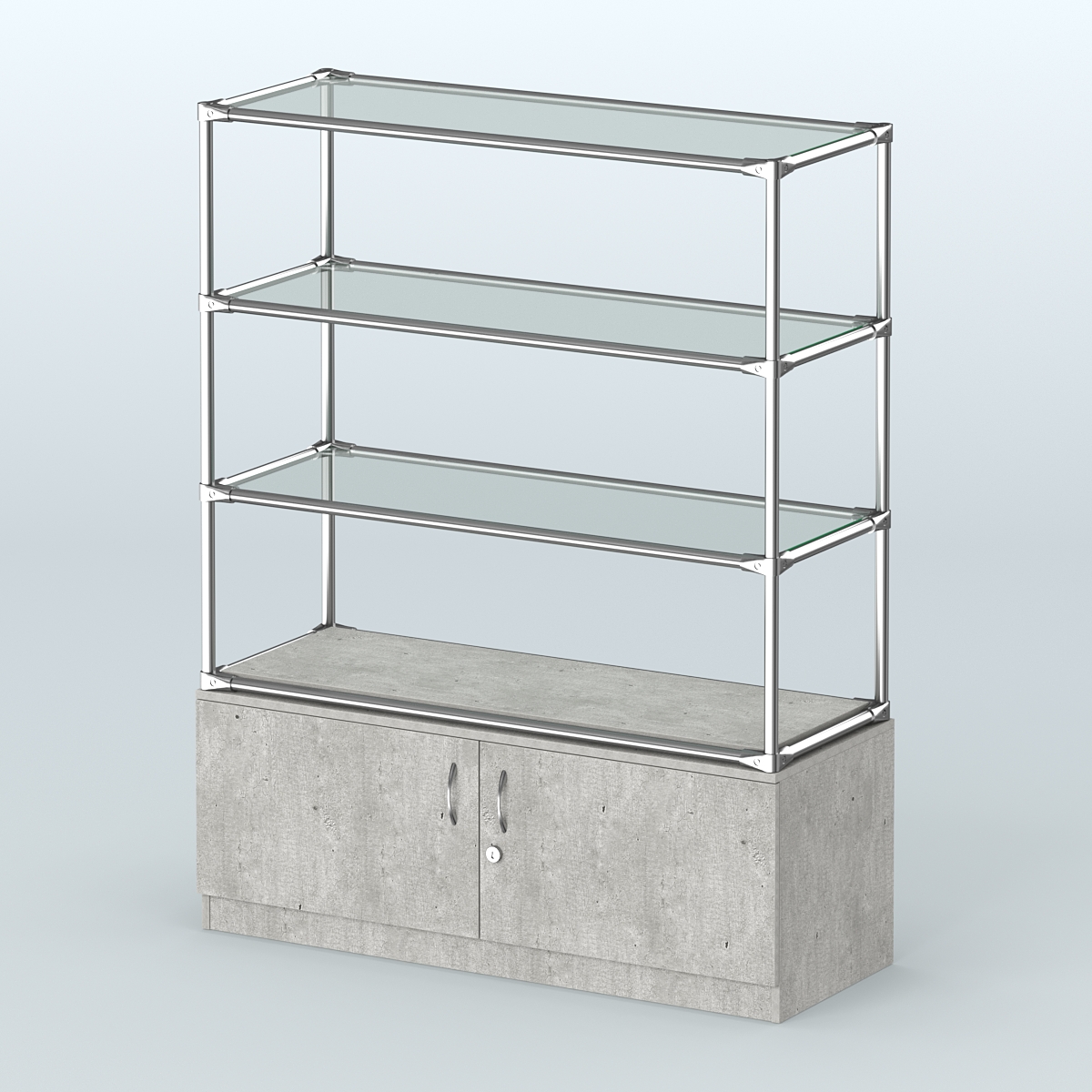 Островная торговая система ХРОМ 1200 мм с тумбами №5 Метрополитан Грей