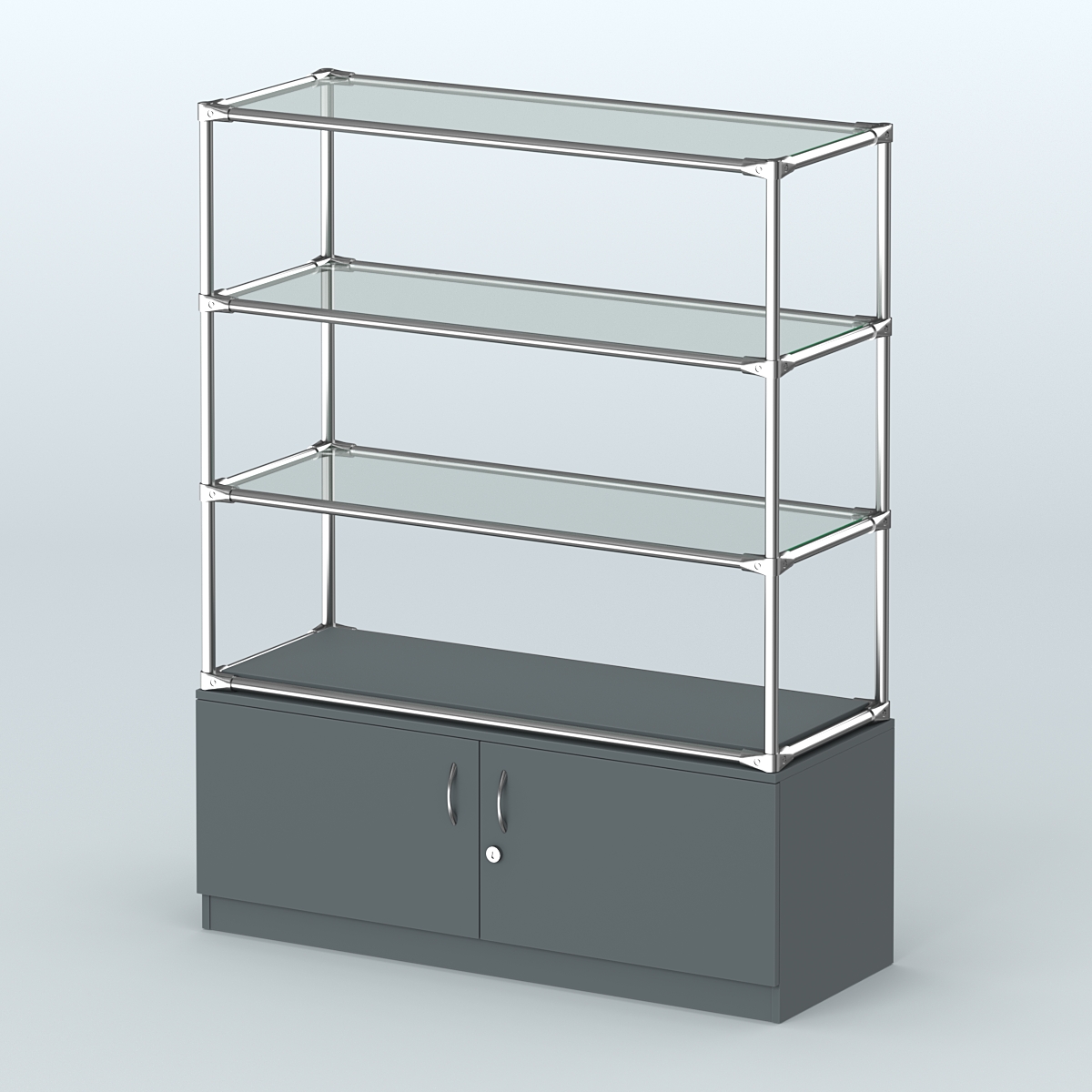 Островная торговая система ХРОМ 1200 мм с тумбами №5 Темно-Серый