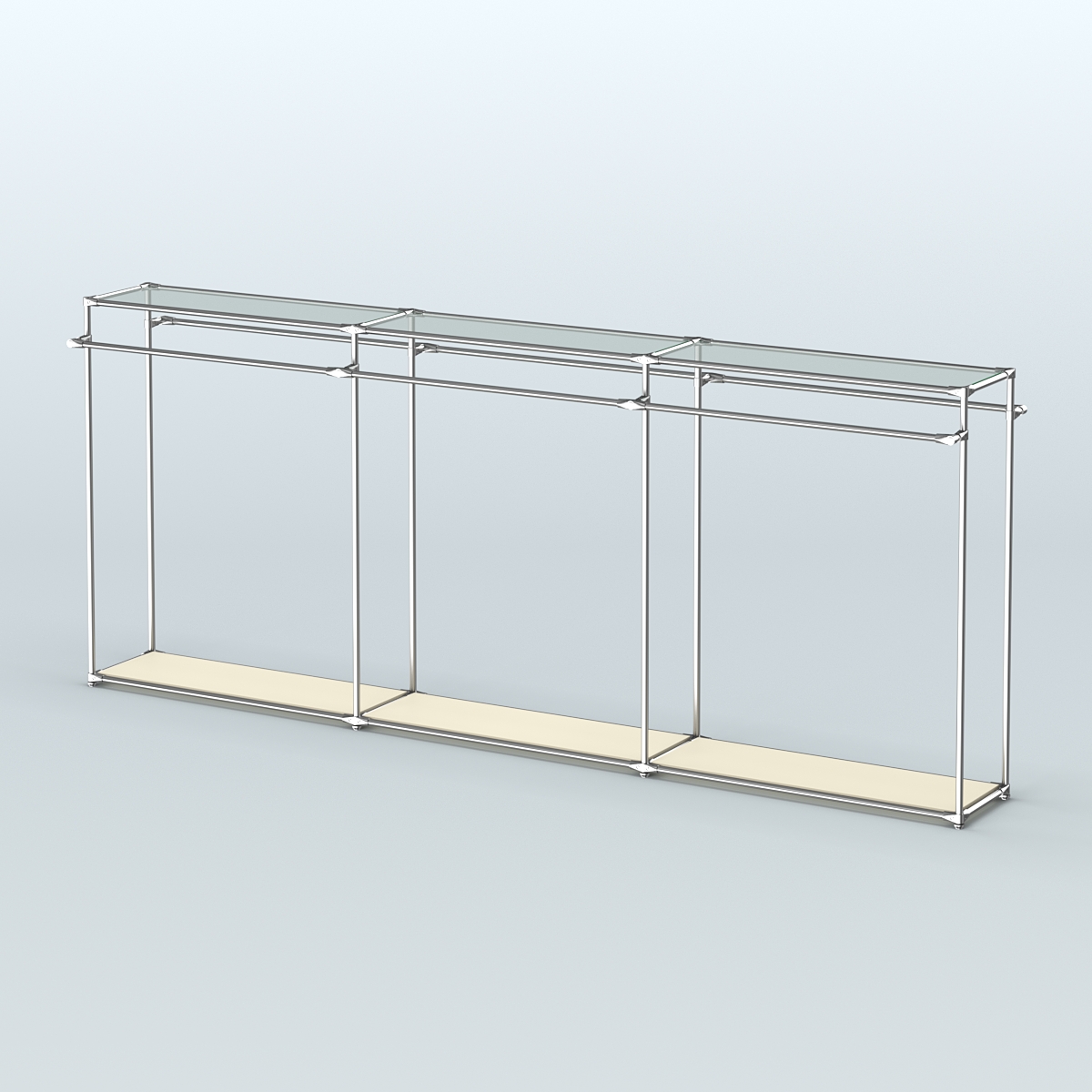 Островная торговая система ХРОМ 3600 мм с поручнями №1 Крем Вайс