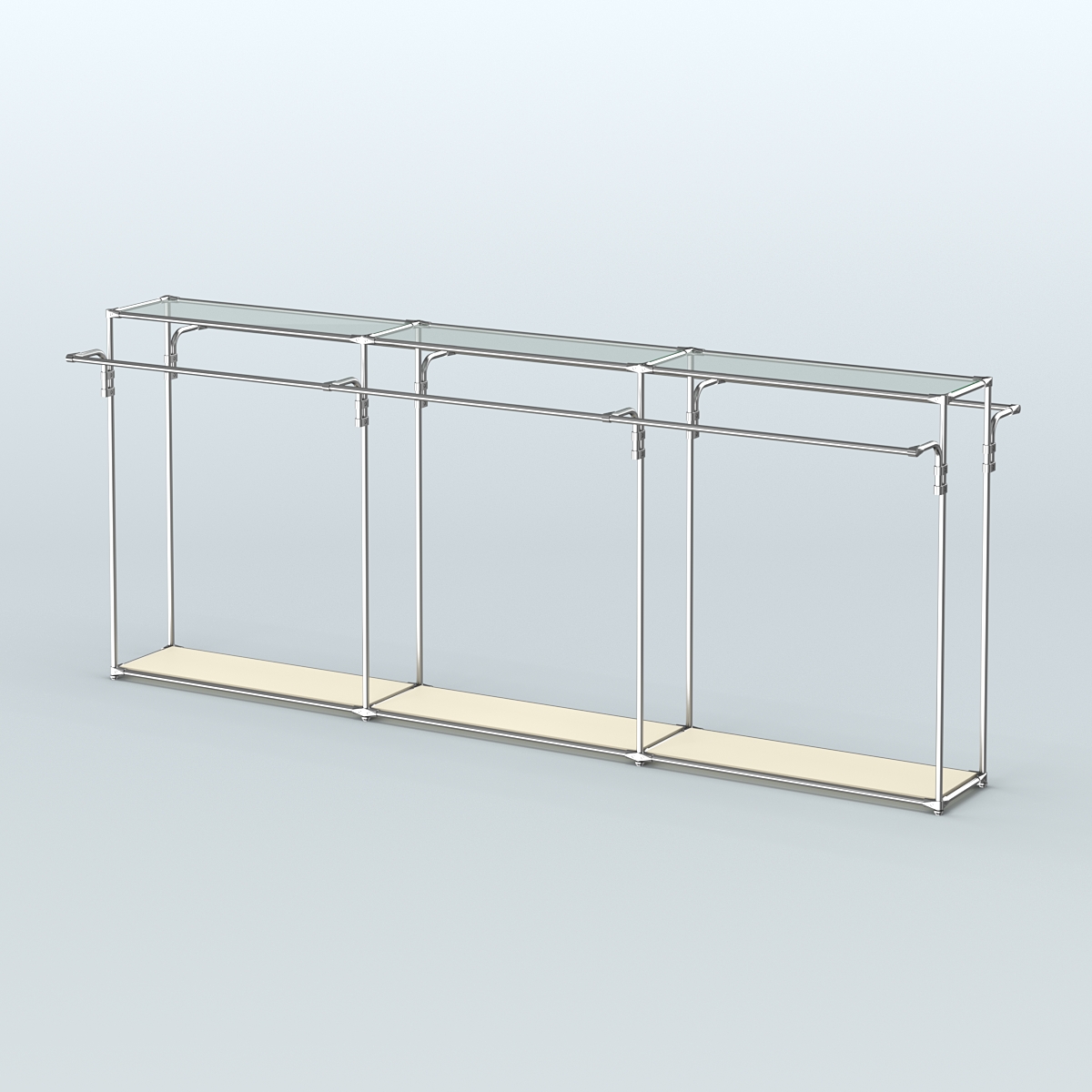 Островная торговая система ХРОМ 3600 мм с поручнями №2 Крем Вайс