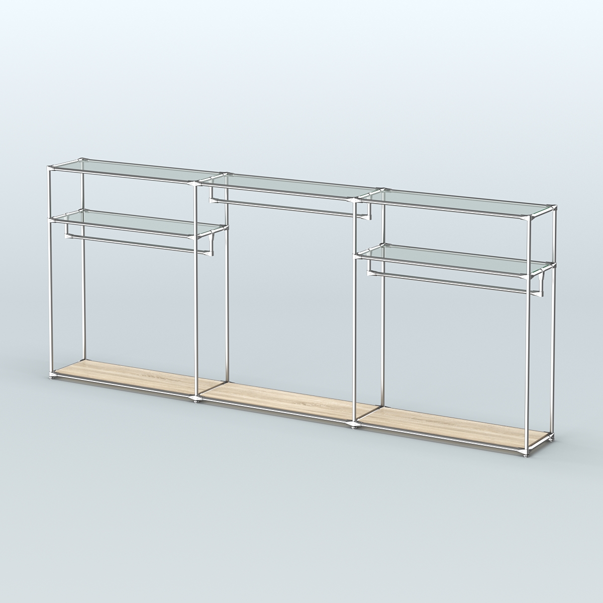 Островная торговая система ХРОМ 3600 мм с поручнями №4 Дуб Сонома