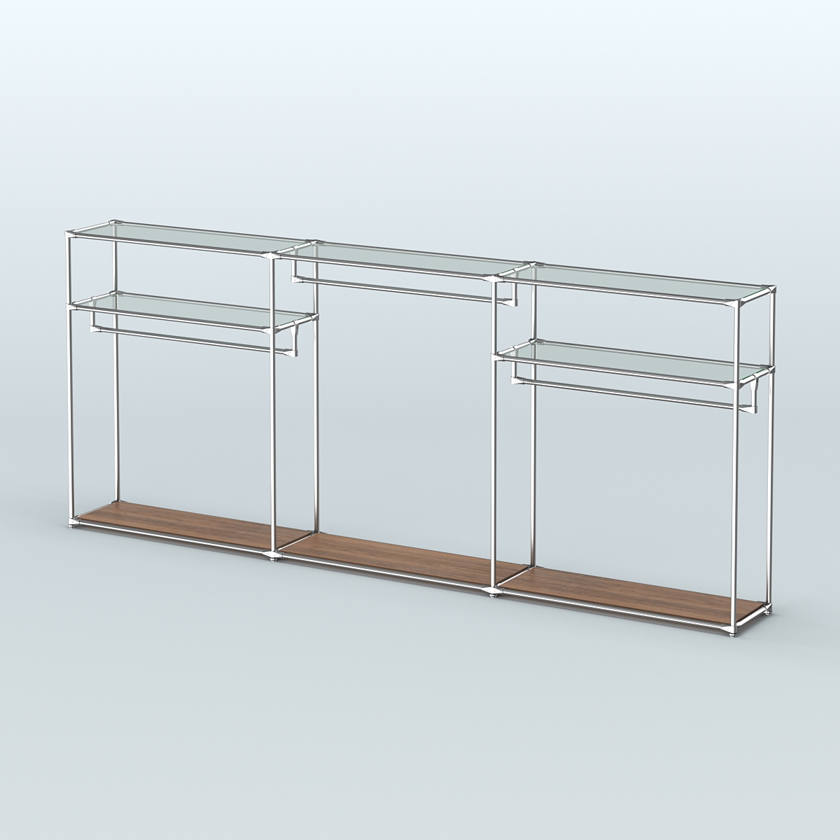Островная торговая система ХРОМ 3600 мм с поручнями №4 Орех