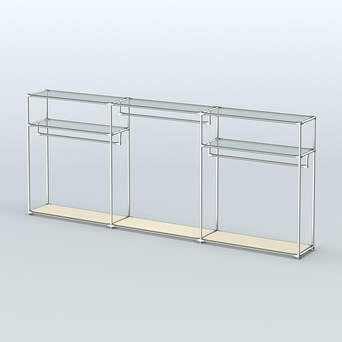 Островная торговая система ХРОМ 3600 мм с поручнями №4 Крем Вайс