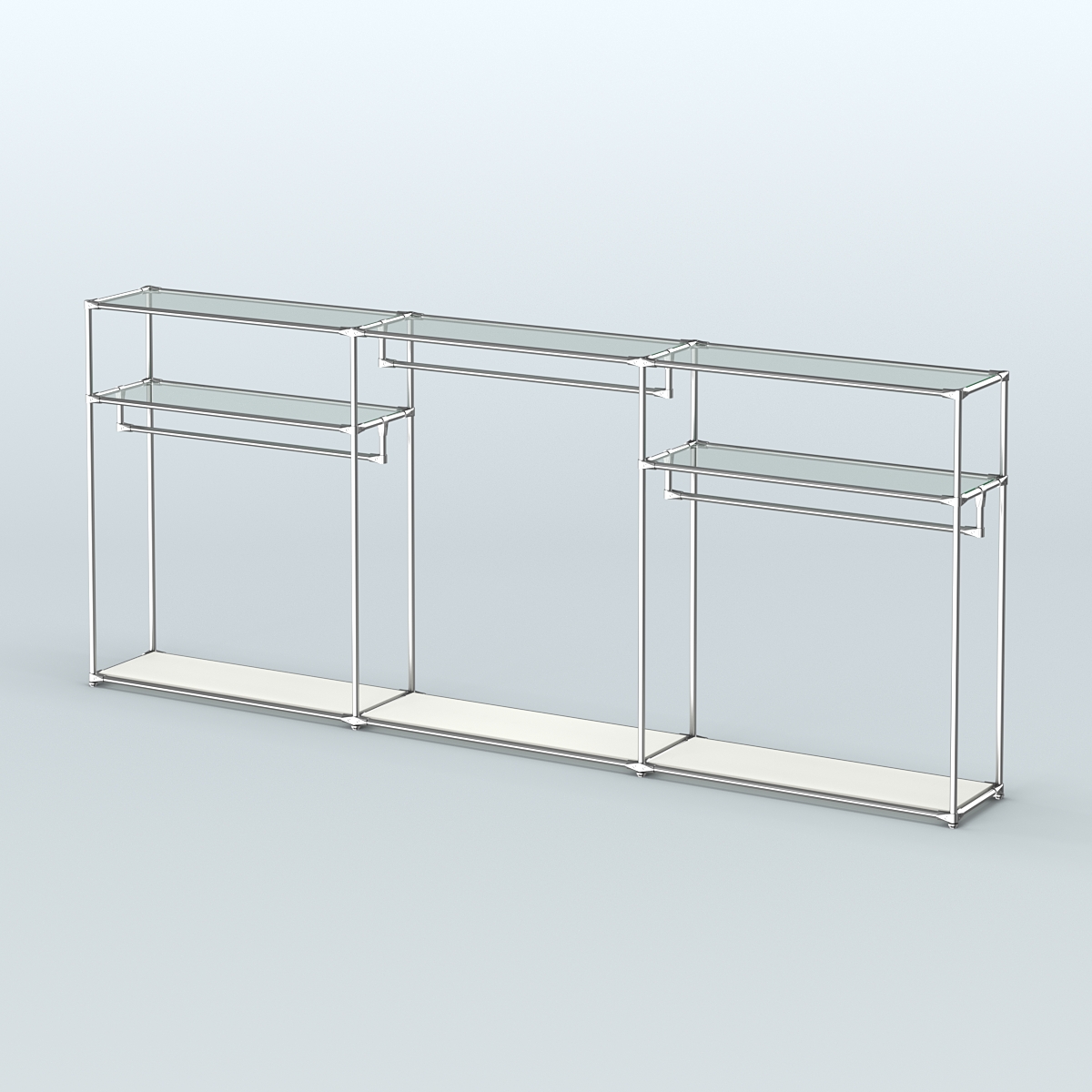 Островная торговая система ХРОМ 3600 мм с поручнями №4 Белый