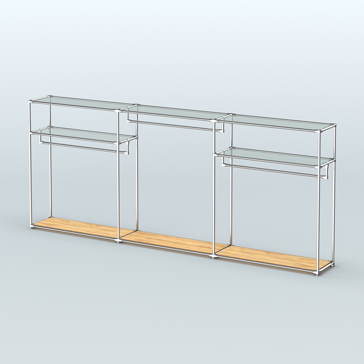 Островная торговая система ХРОМ 3600 мм с поручнями №4 Дуб Золотистый