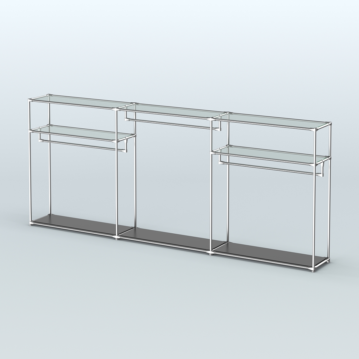 Островная торговая система ХРОМ 3600 мм с поручнями №4 Черный