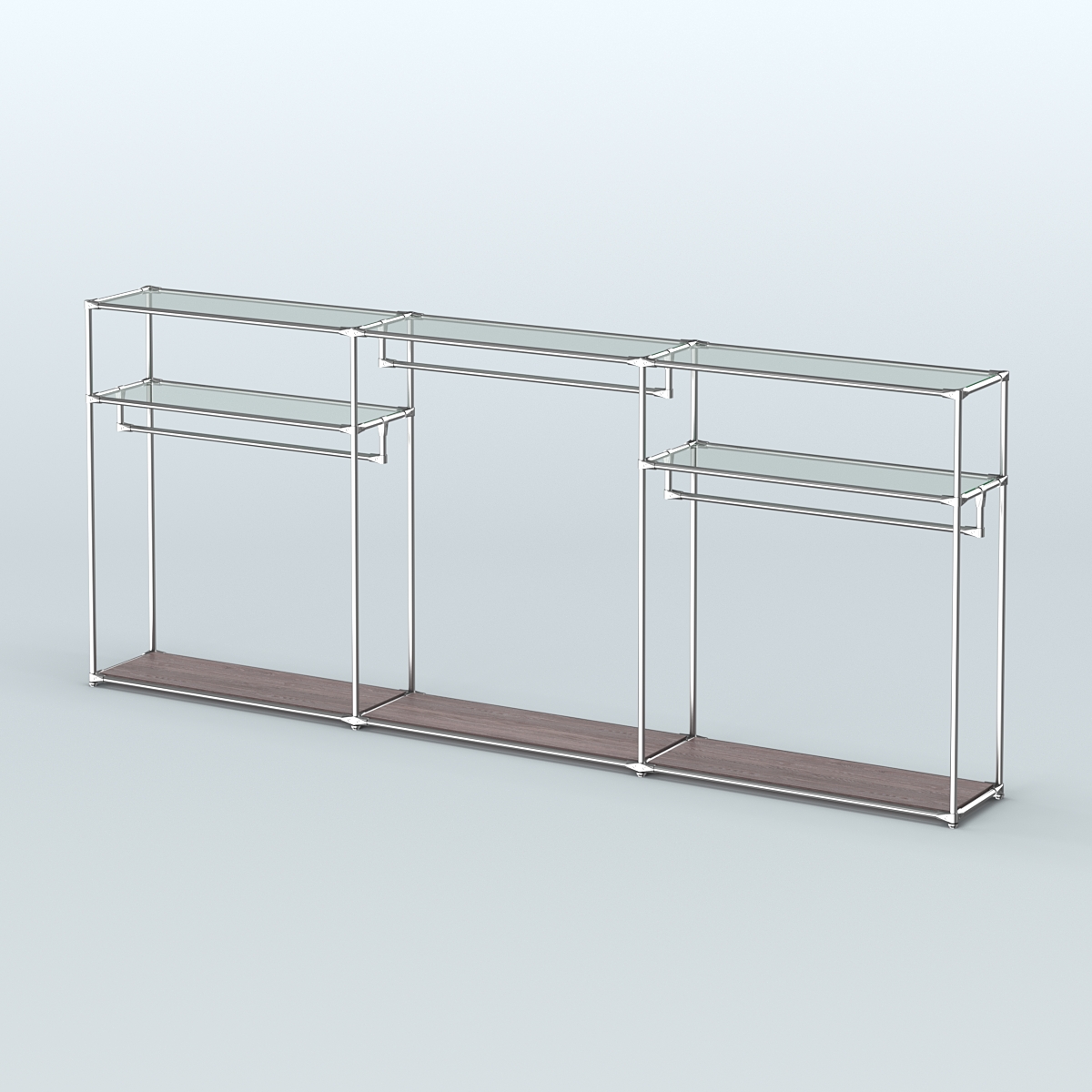 Островная торговая система ХРОМ 3600 мм с поручнями №4 Ясень Анкор темный