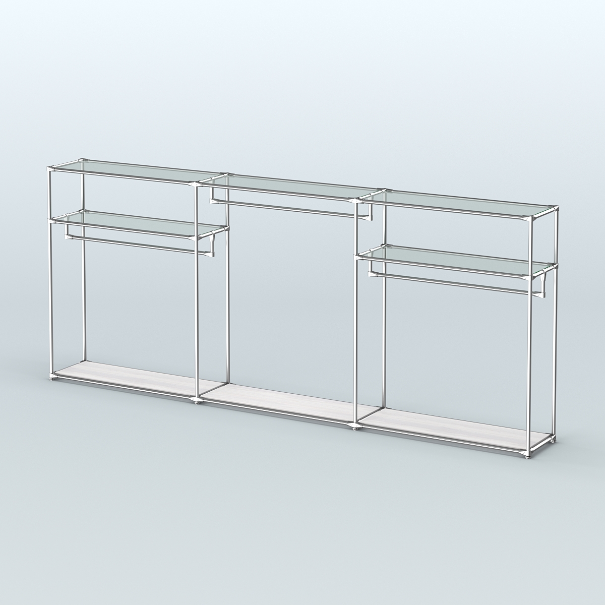 Островная торговая система ХРОМ 3600 мм с поручнями №4 Ясень Анкор светлый