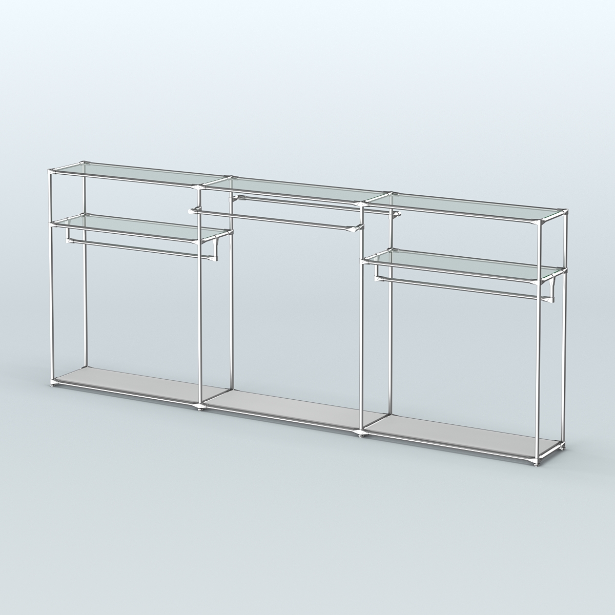 Островная торговая система ХРОМ 3600 мм с поручнями №5 Серый