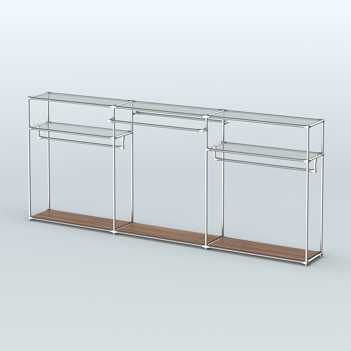 Островная торговая система ХРОМ 3600 мм с поручнями №5 Орех