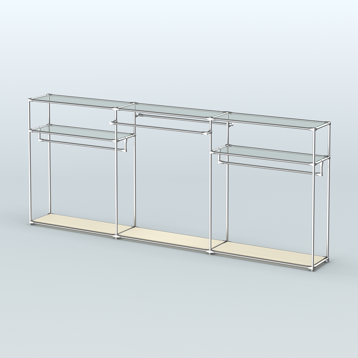 Островная торговая система ХРОМ 3600 мм с поручнями №5 Крем Вайс