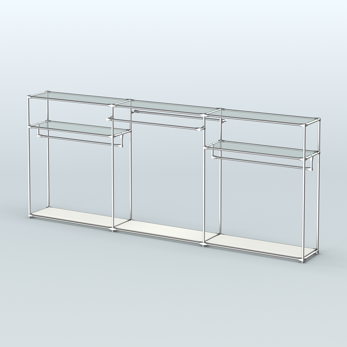 Островная торговая система ХРОМ 3600 мм с поручнями №5 Белый