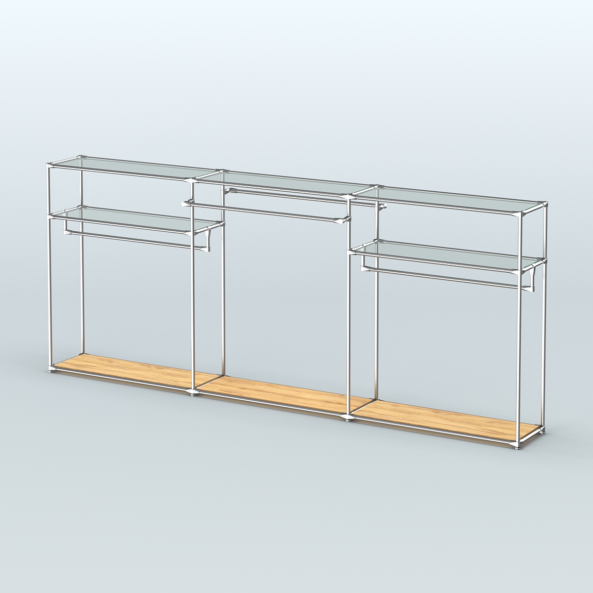 Островная торговая система ХРОМ 3600 мм с поручнями №5 Дуб Золотистый