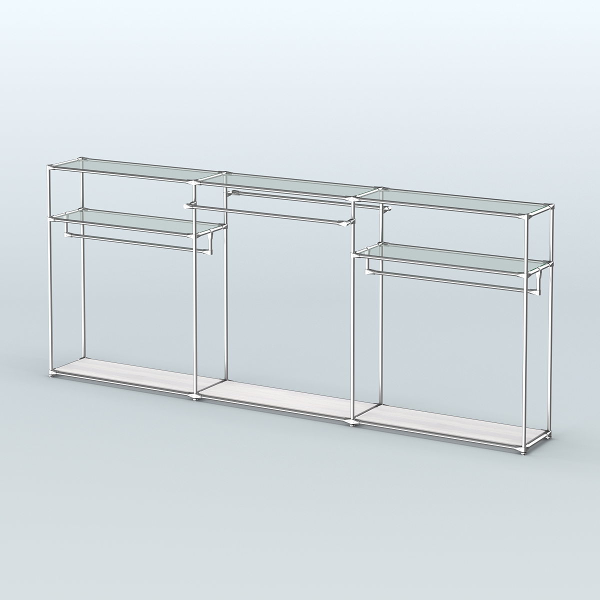 Островная торговая система ХРОМ 3600 мм с поручнями №5 Ясень Анкор светлый