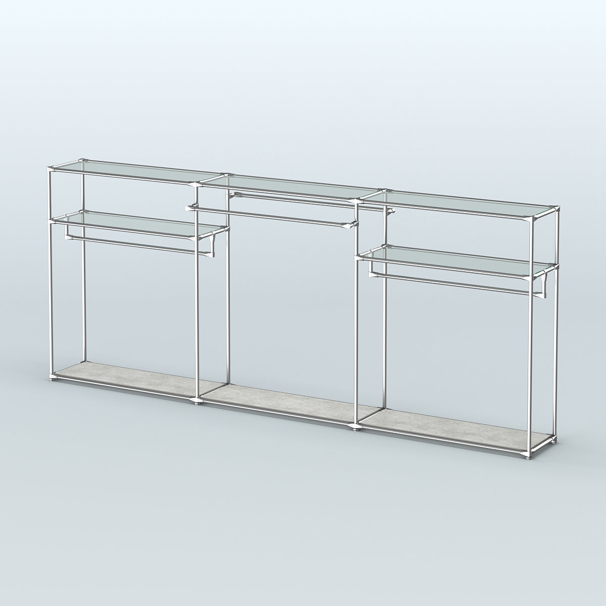 Островная торговая система ХРОМ 3600 мм с поручнями №5 Метрополитан Грей