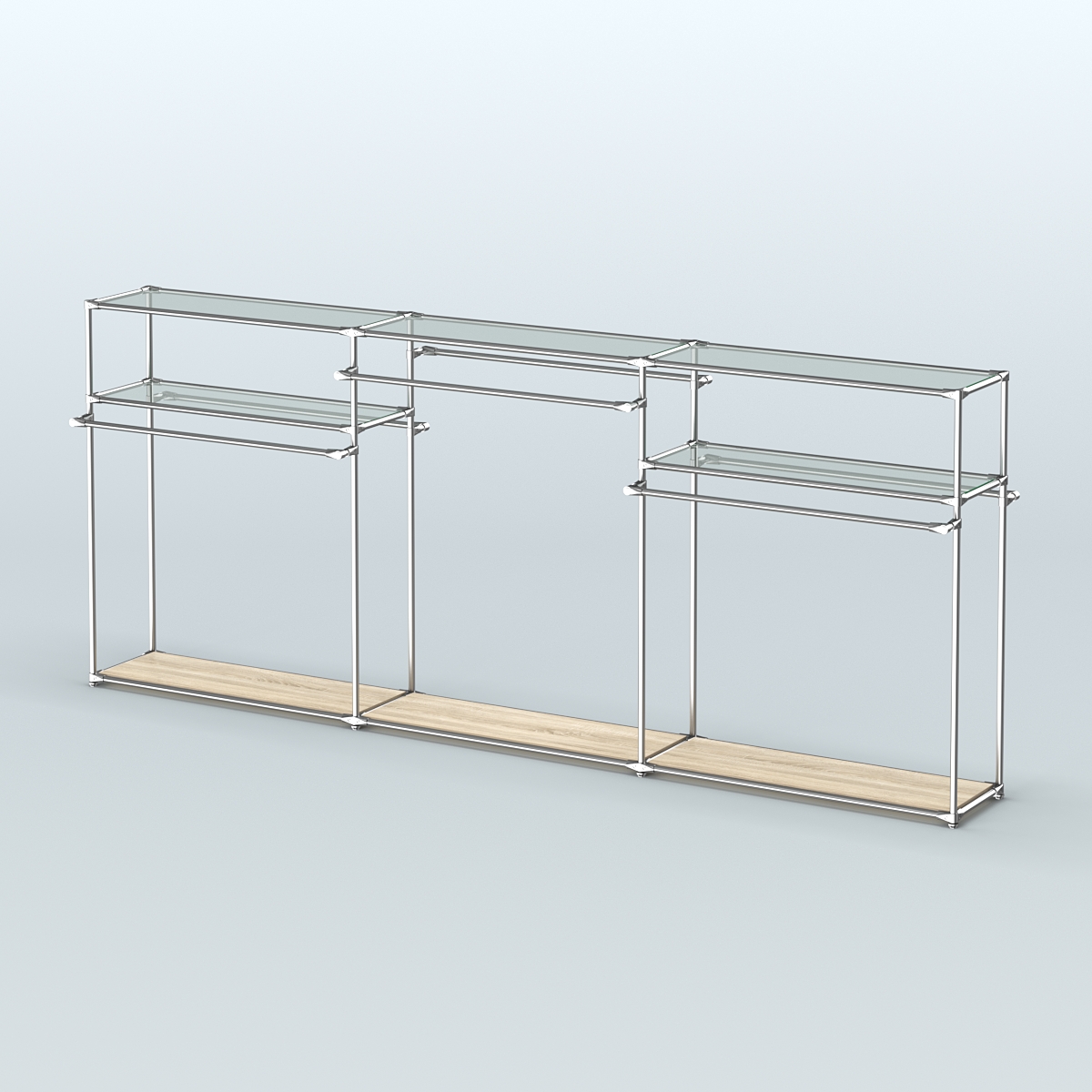 Островная торговая система ХРОМ 3600 мм с поручнями №6 Дуб Сонома