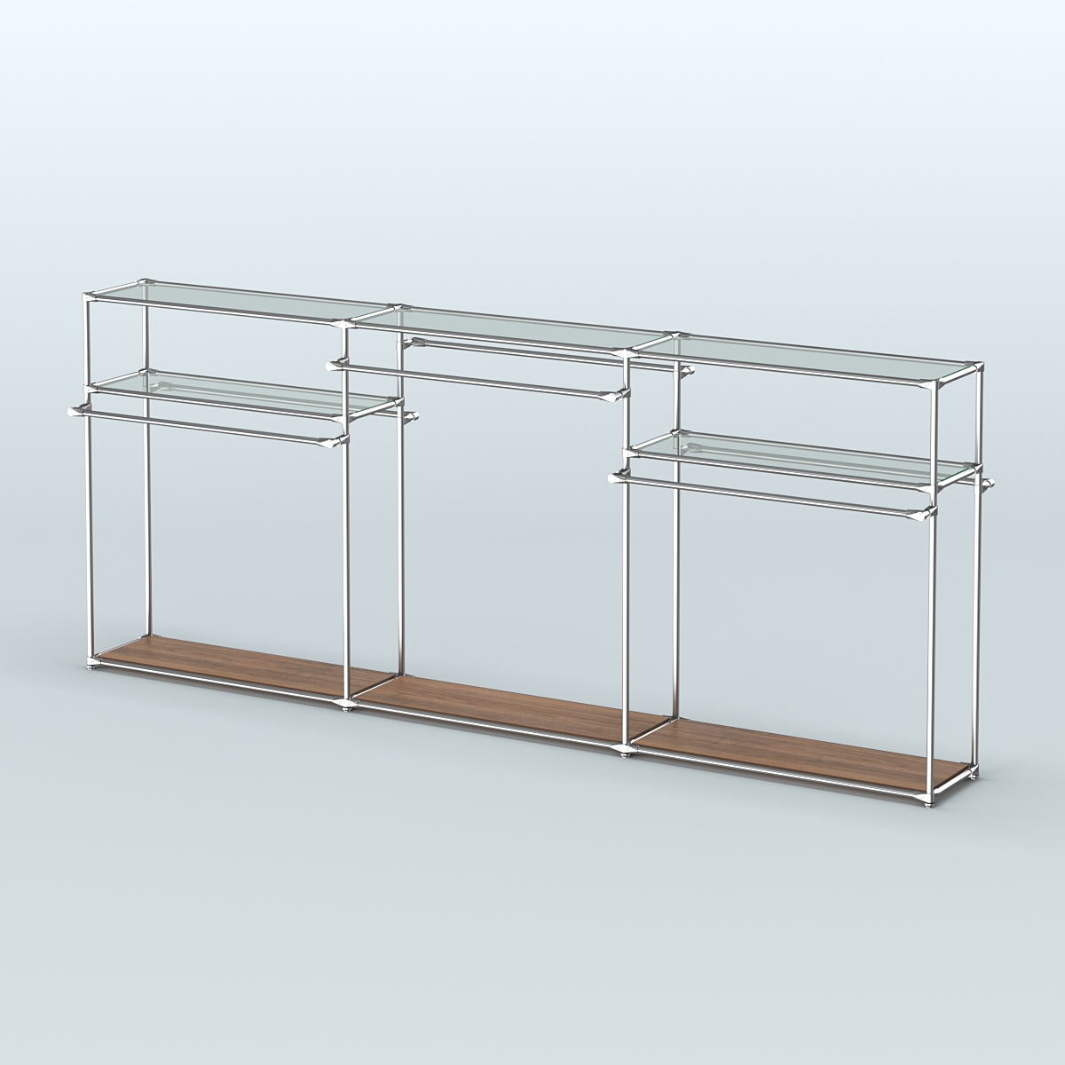 Островная торговая система ХРОМ 3600 мм с поручнями №6 Орех