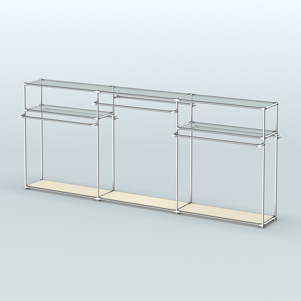 Островная торговая система ХРОМ 3600 мм с поручнями №6 Крем Вайс