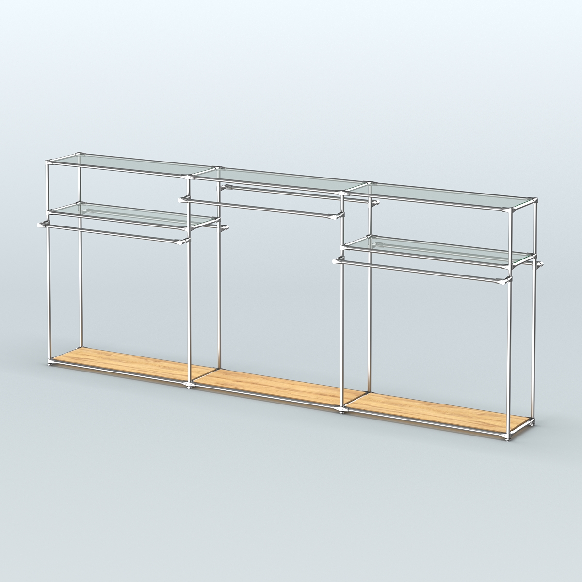 Островная торговая система ХРОМ 3600 мм с поручнями №6 Дуб Золотистый