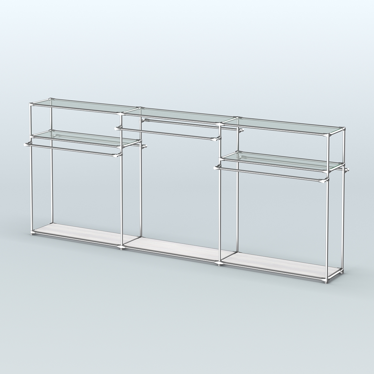 Островная торговая система ХРОМ 3600 мм с поручнями №6 Ясень Анкор светлый