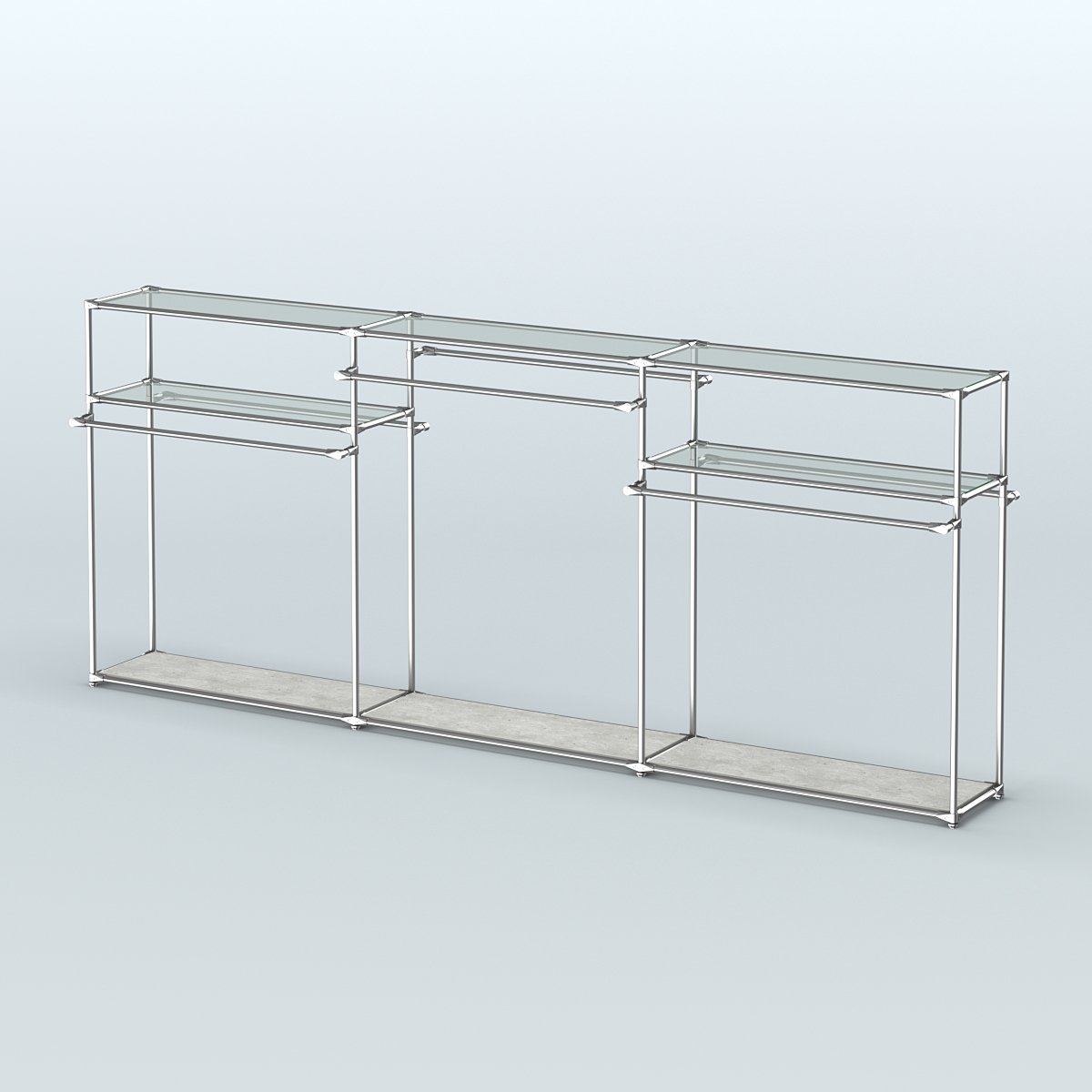 Островная торговая система ХРОМ 3600 мм с поручнями №6 Метрополитан Грей