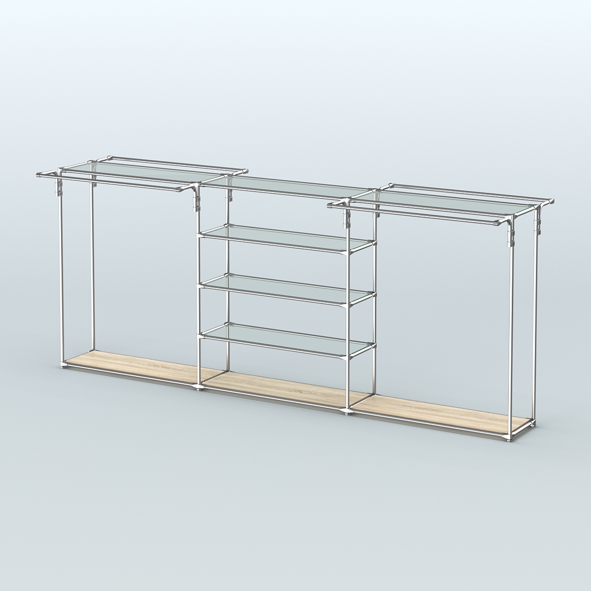 Островная торговая система ХРОМ 3600 мм с поручнями №7 Дуб Сонома