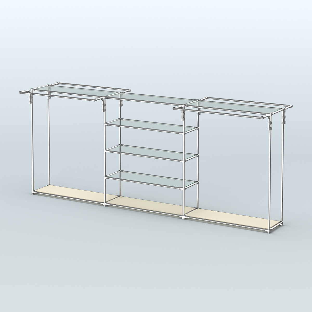 Островная торговая система ХРОМ 3600 мм с поручнями №7 Крем Вайс