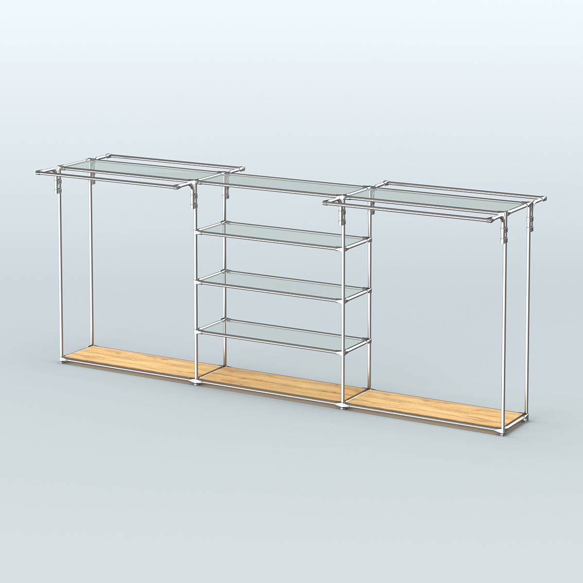 Островная торговая система ХРОМ 3600 мм с поручнями №7 Дуб Золотистый