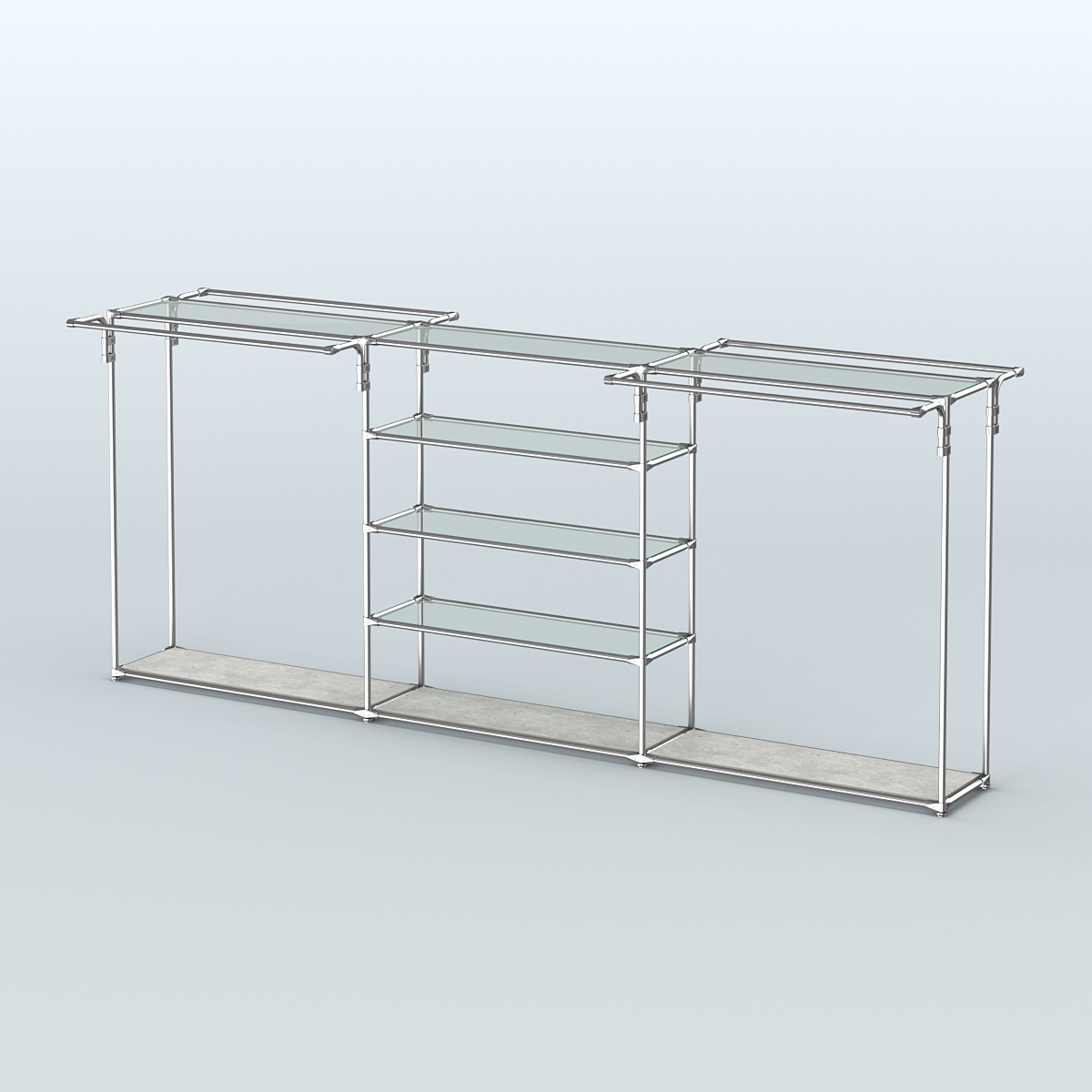 Островная торговая система ХРОМ 3600 мм с поручнями №7 Метрополитан Грей