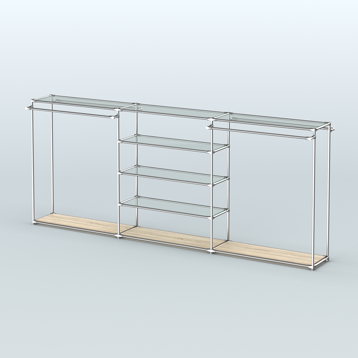 Островная торговая система ХРОМ 3600 мм с поручнями №8 Дуб Сонома