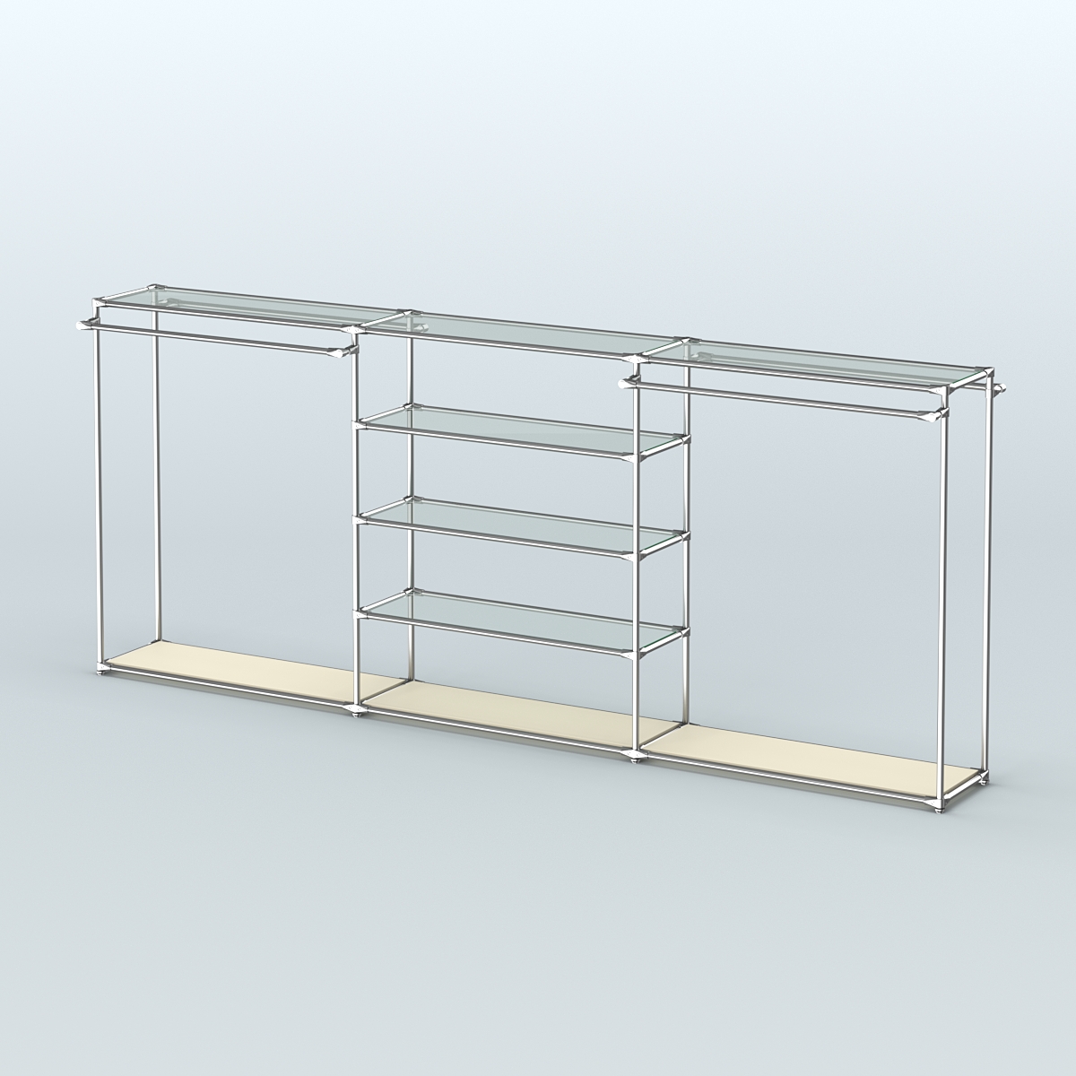 Островная торговая система ХРОМ 3600 мм с поручнями №8 Крем Вайс