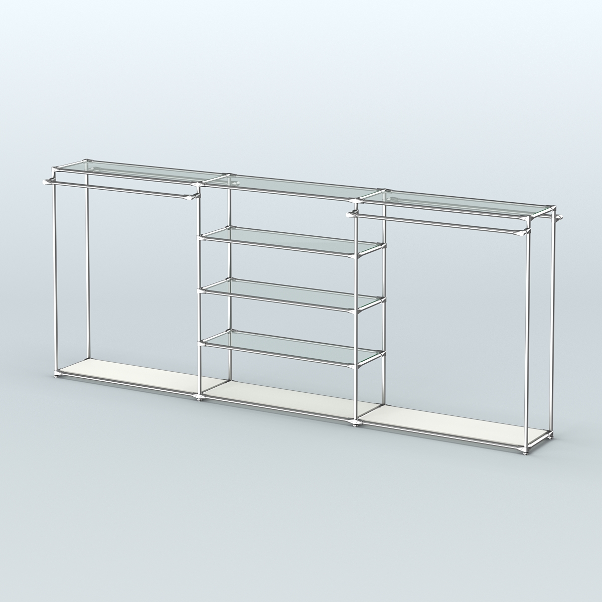 Островная торговая система ХРОМ 3600 мм с поручнями №8 Белый