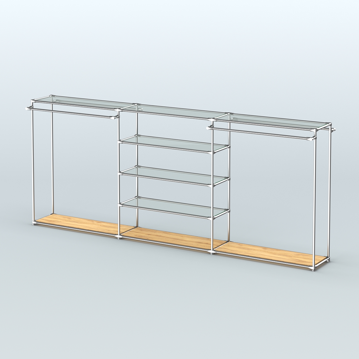 Островная торговая система ХРОМ 3600 мм с поручнями №8 Дуб Золотистый