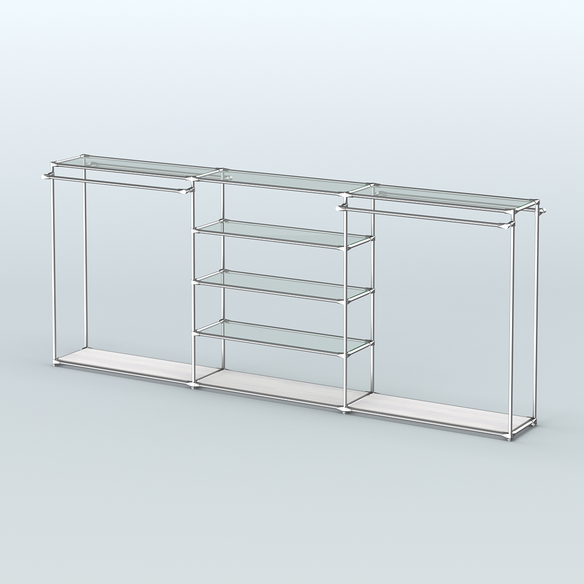 Островная торговая система ХРОМ 3600 мм с поручнями №8 Ясень Анкор светлый