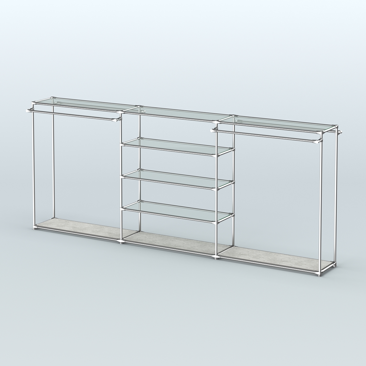 Островная торговая система ХРОМ 3600 мм с поручнями №8 Метрополитан Грей