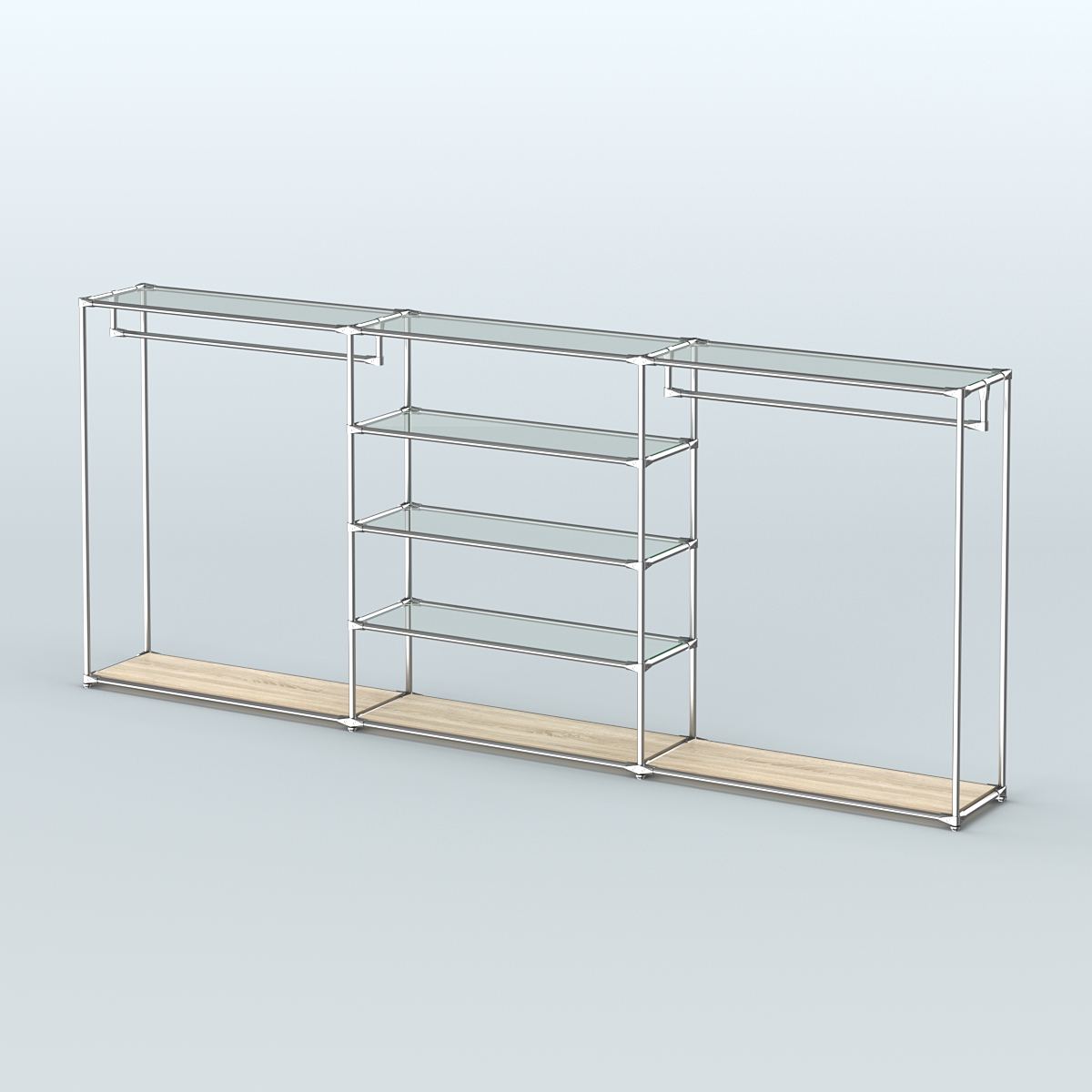 Островная торговая система ХРОМ 3600 мм с поручнями №9 Дуб Сонома